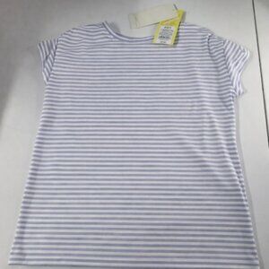 All In Motion Girls Size S (6/7) Studio T-Shirt Purple/White Stripes NWT